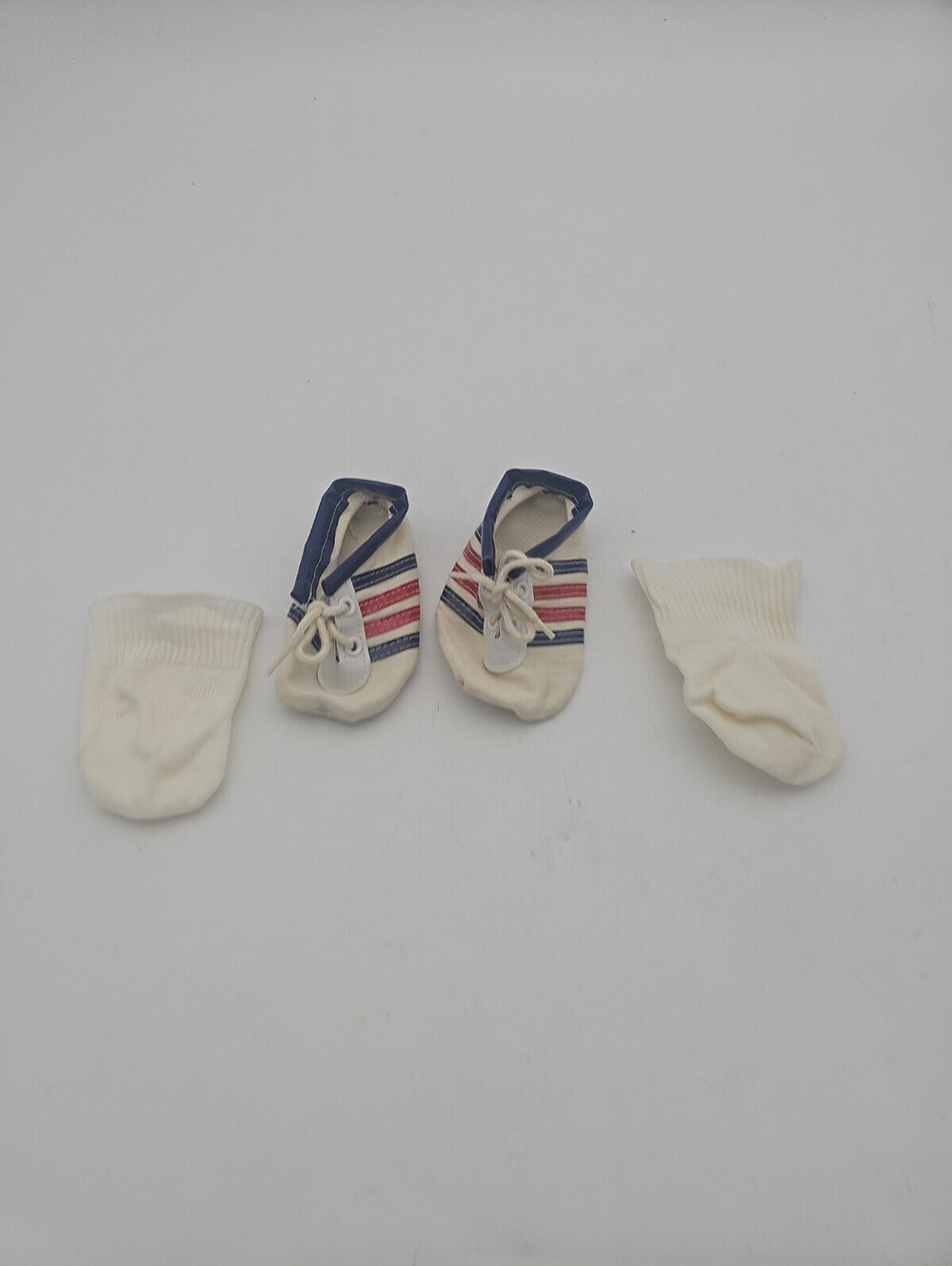 Vintage Cabbage Patch Doll Shoes Tube Socks Red White Blue Stripes Sneakers